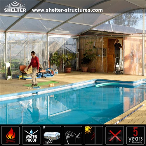 Transparent Swimming Pool Shade with Curved Roof