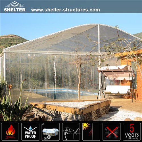 Pool Shed with Curved Roof
